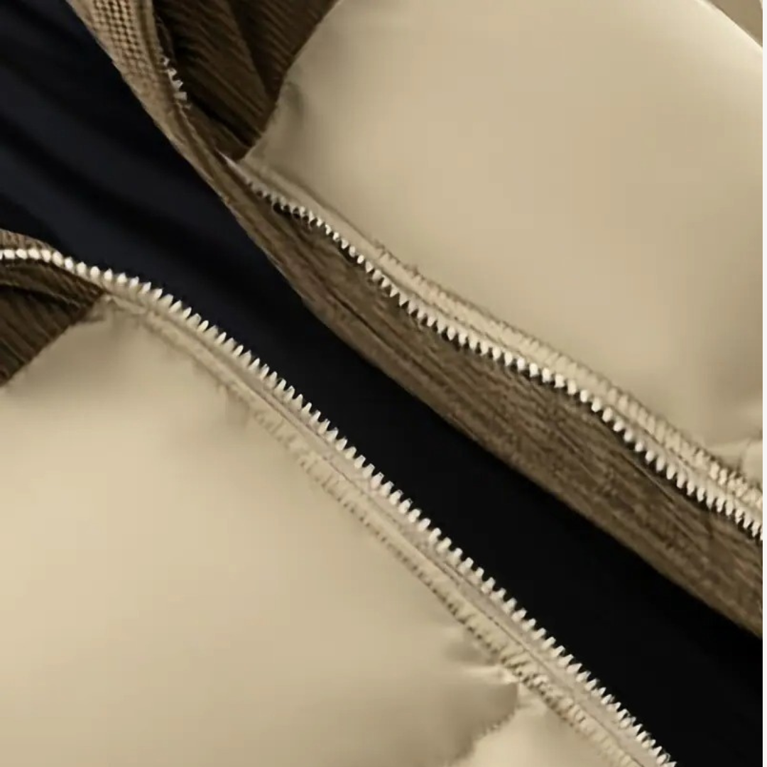 Men’s Puffer Jacket with Accent Hood – Modern Street Style