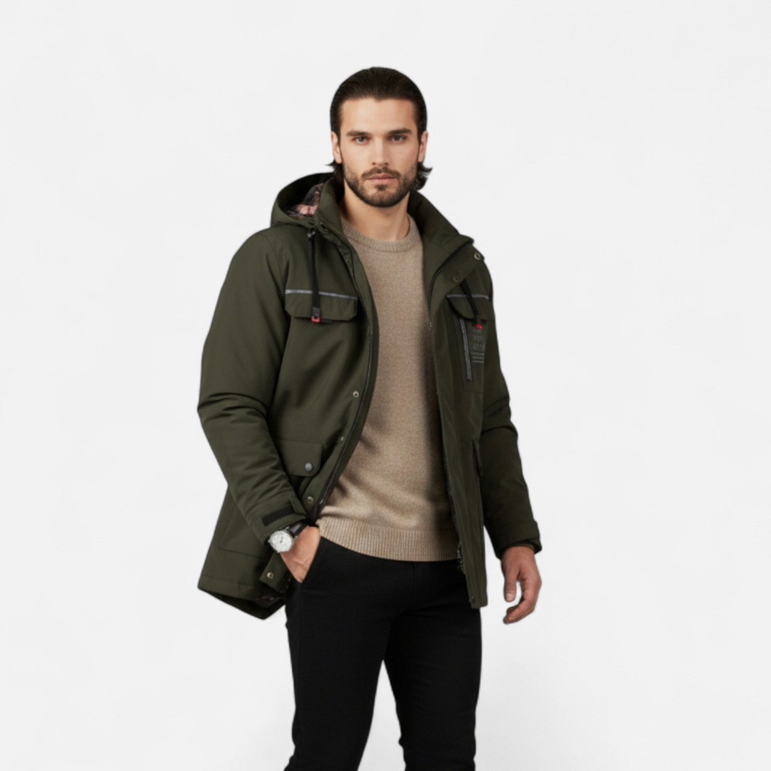 Men’s Jacket with Hood – Classic Zip-Front Layout