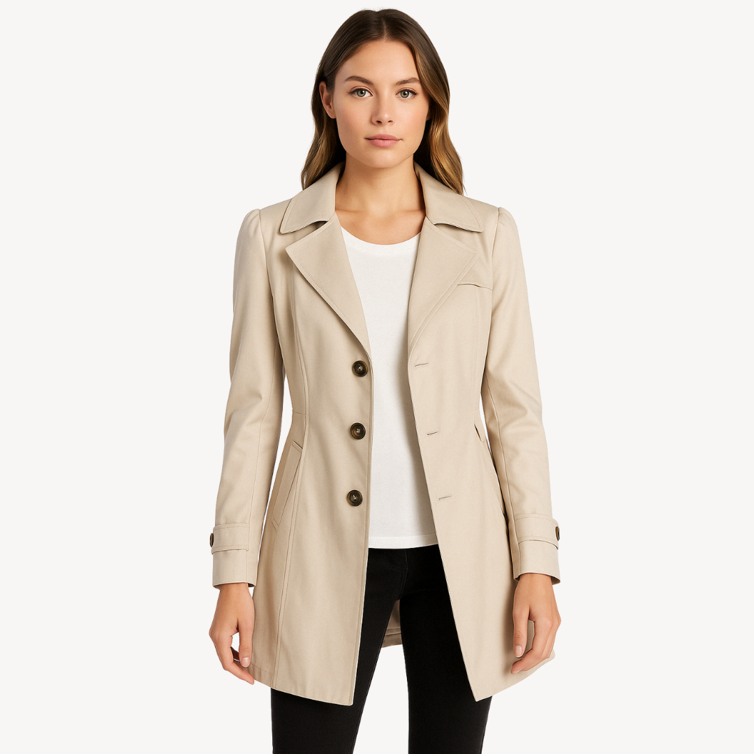 Women’s Trench Coat – Button-Front Longline Style