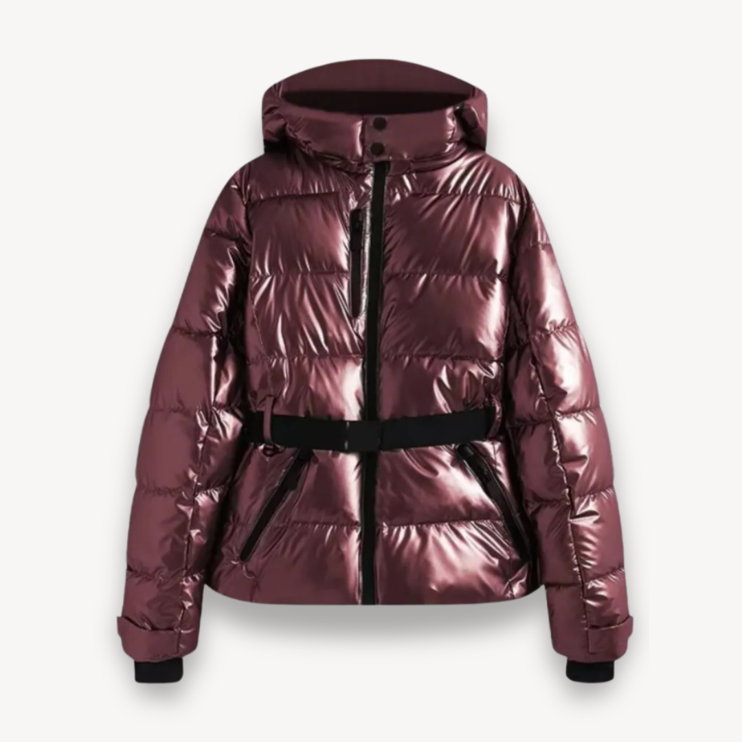 Women’s Belted Puffer Jacket with Hood – Contemporary Quilted Style