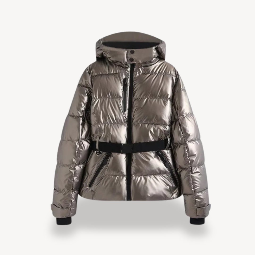 Women’s Belted Puffer Jacket with Hood – Contemporary Quilted Style
