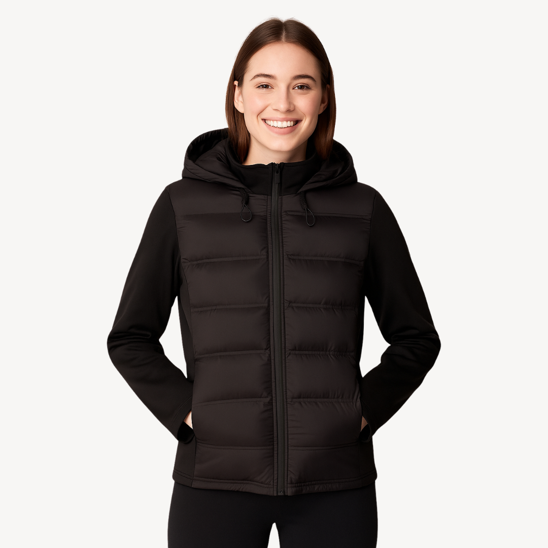 Women’s Hooded Puffer Jacket – Quilted Longline Style