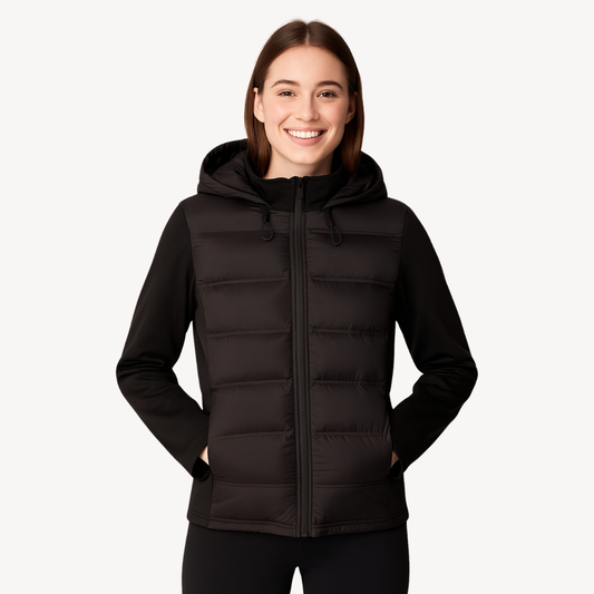 Women’s Hooded Puffer Jacket – Quilted Longline Style