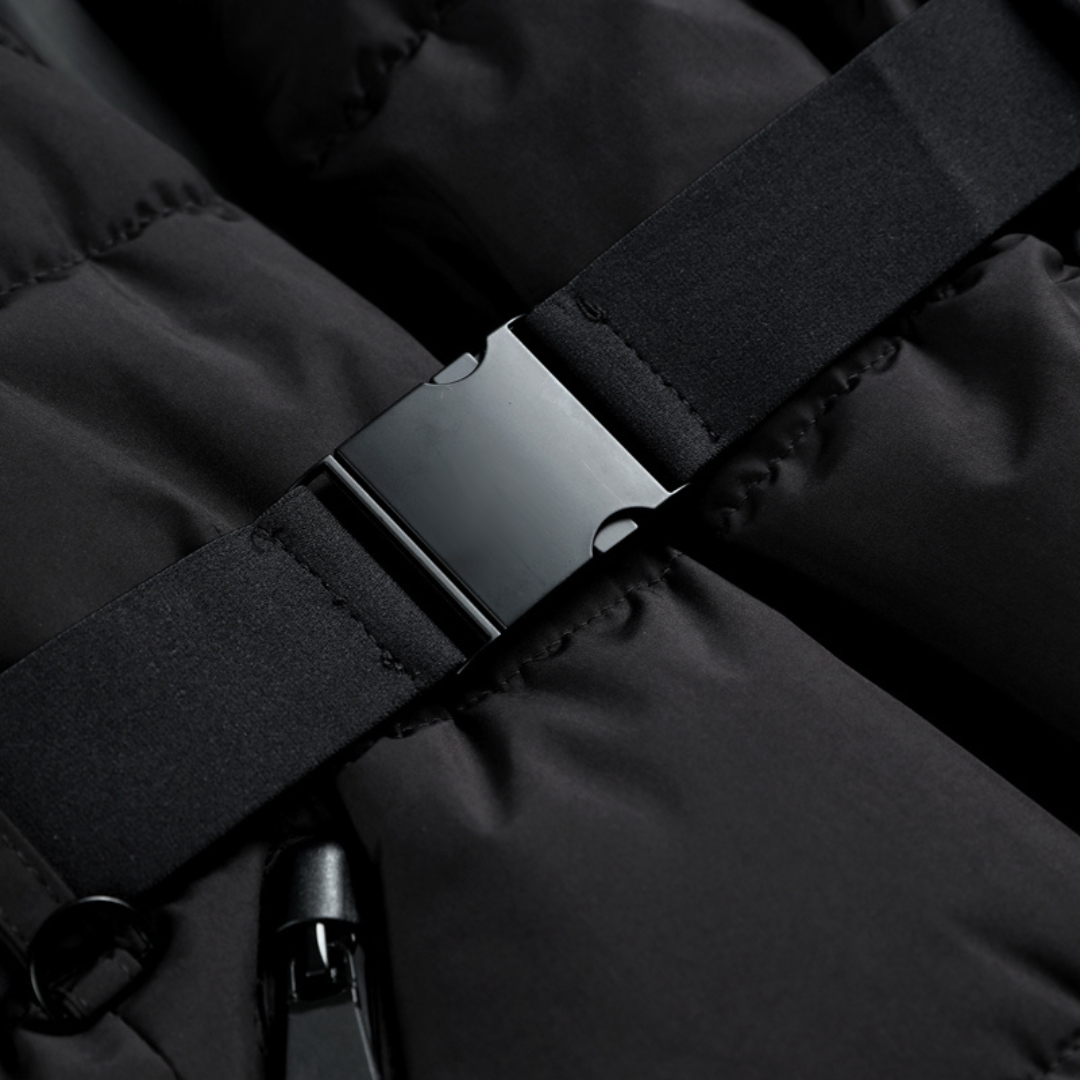 Women’s Puffer Jacket with Belt – Structured Silhouette