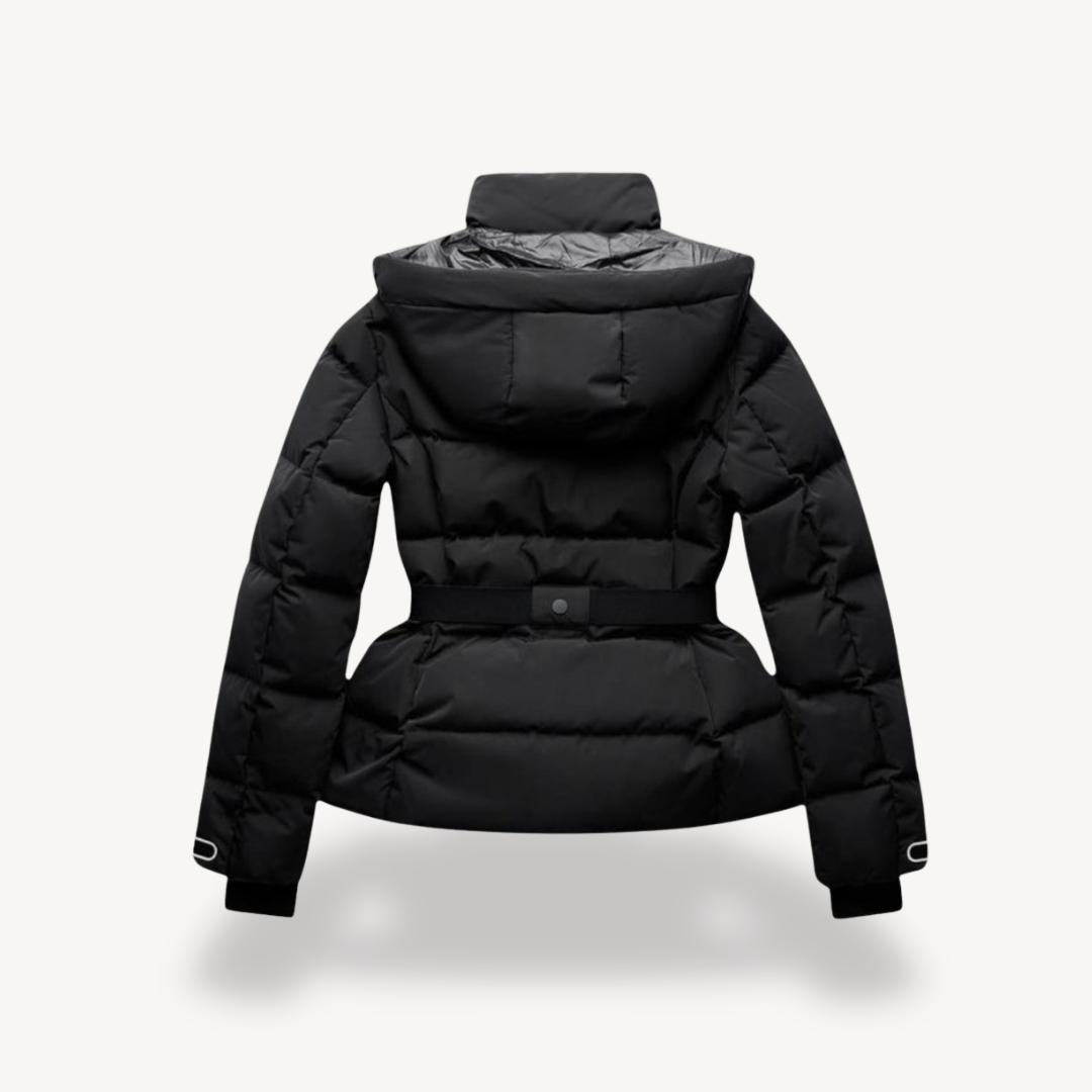 Women’s Puffer Jacket with Belt – Structured Silhouette