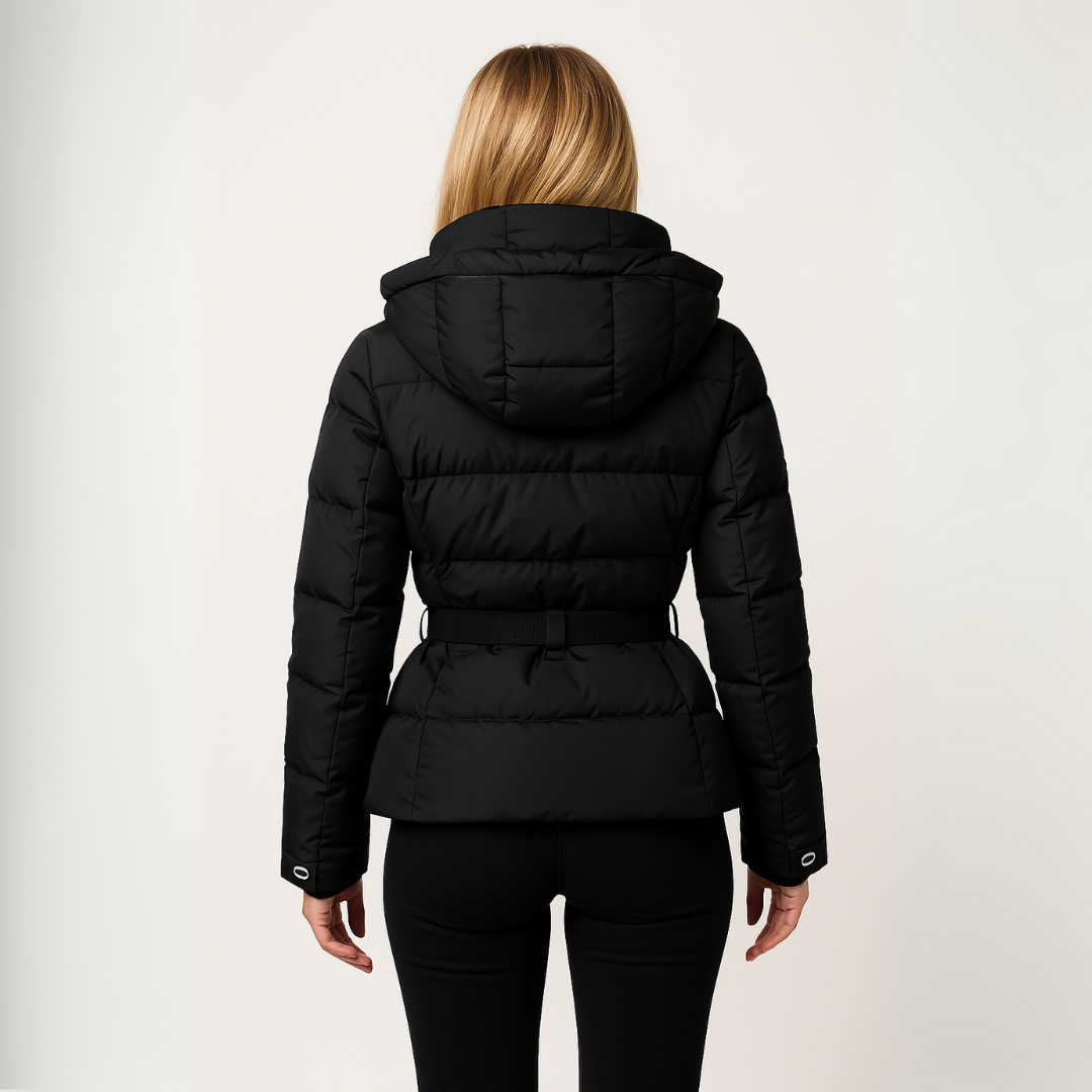 Women’s Puffer Jacket with Belt – Structured Silhouette