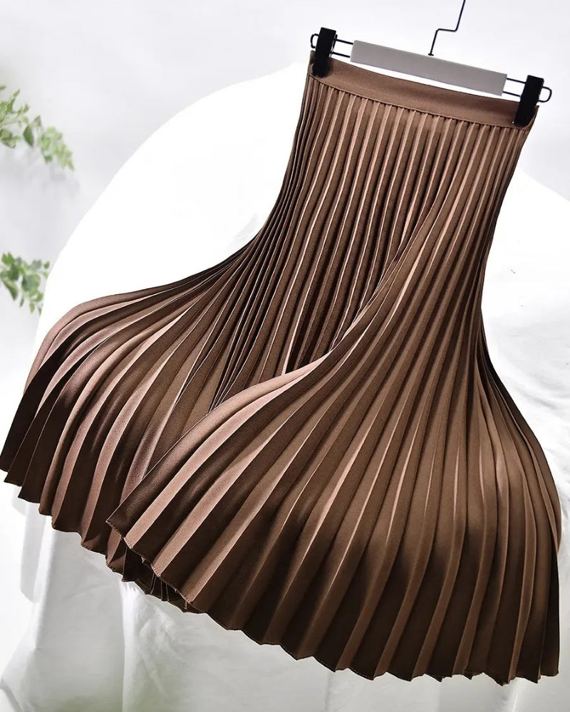 Women’s A-Line Maxi Skirt – High Waisted Pleated Design