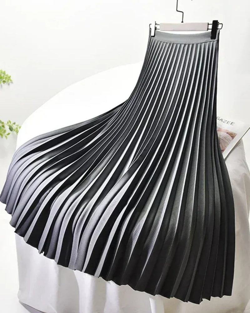 Women’s A-Line Maxi Skirt – High Waisted Pleated Design