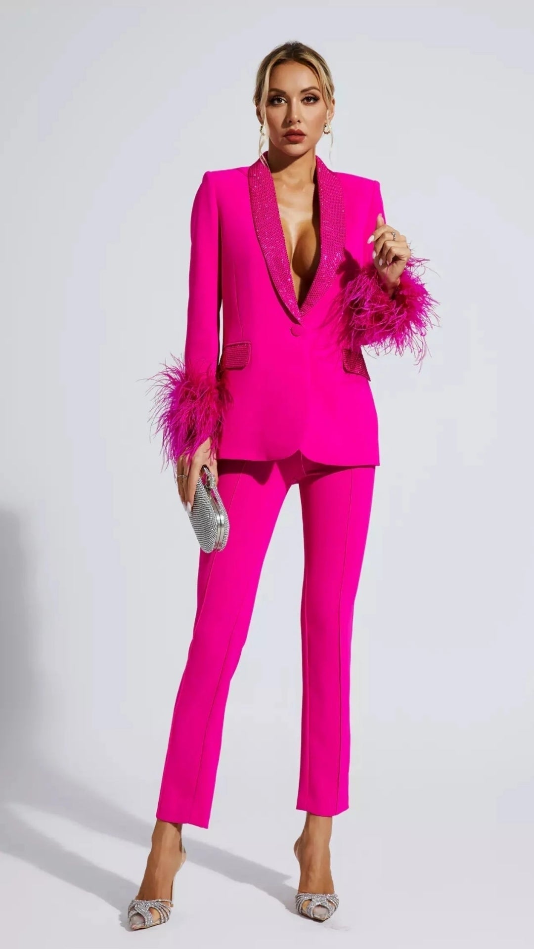 Women’s Blazer and Trouser Set – Decorative Tailored Design