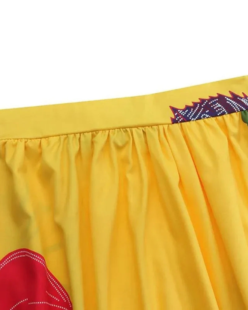 Women’s Floral Maxi Skirt – High Waisted Pocket Design