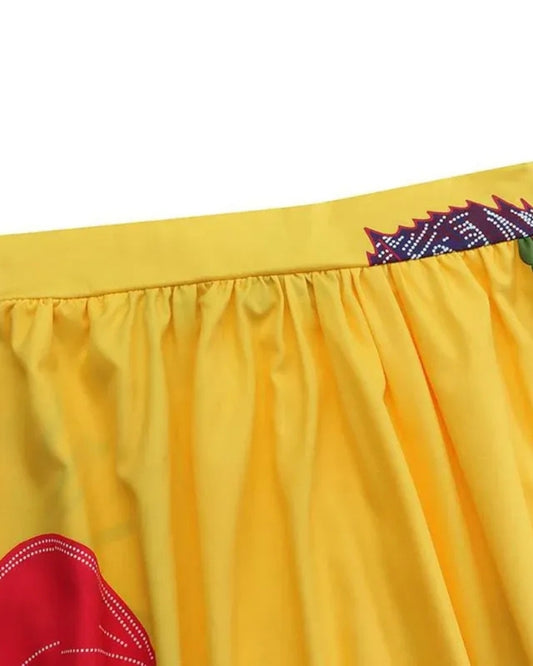 Women’s Floral Maxi Skirt – High Waisted Pocket Design