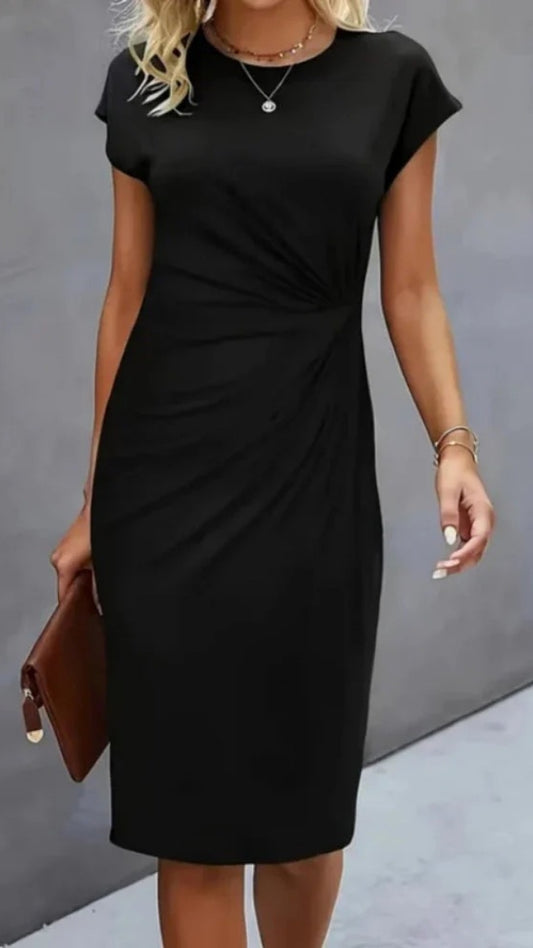 Women’s Midi Dress – Clean Cut Short Sleeve Design