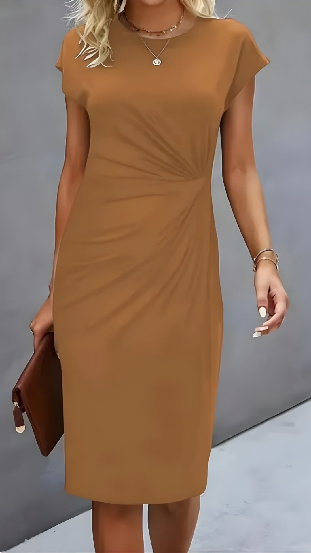 Women’s Midi Dress – Clean Cut Short Sleeve Design