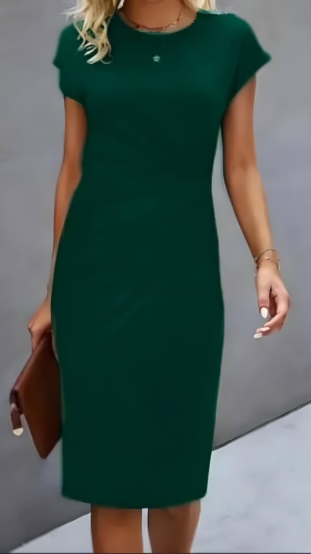 Women’s Midi Dress – Clean Cut Short Sleeve Design