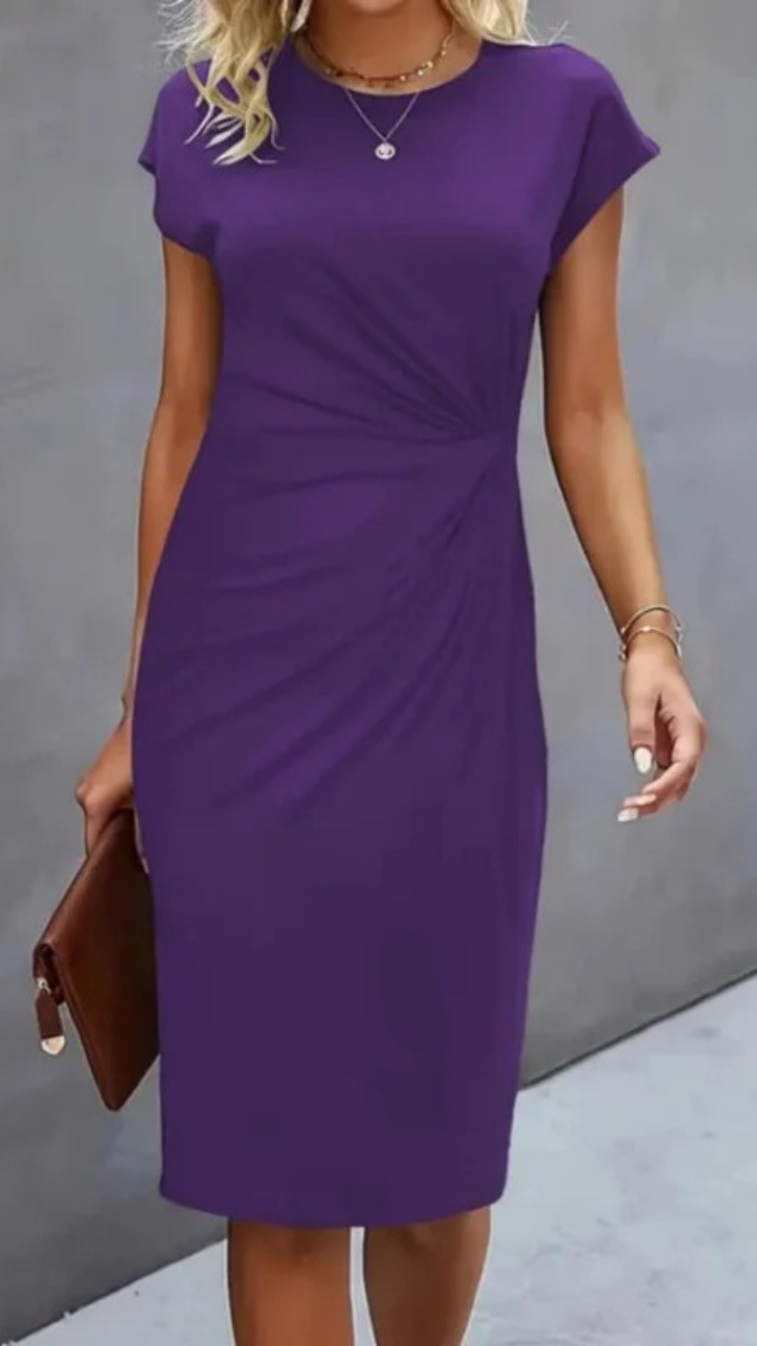 Women’s Midi Dress – Clean Cut Short Sleeve Design